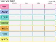 weekly meal planner template printable