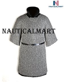 Queen Brass Chainmail Shirt S Size Short Length Rust Proof Butted Chain Mail Costume Standard Black