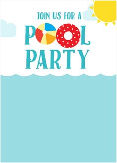 pool party free printable party invitation template greetings