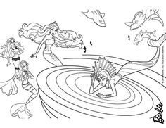 Eris Stuck In The Whirlpool Coloring Page More Barbie Mermaid Sheets On Hellokids