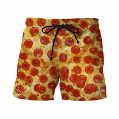Cute Space Pizza Cat Mens Funny Summer Beach Board Shorts Breathable Surf Swim Trunks