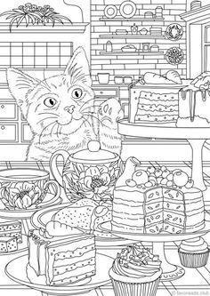 donuts doughnuts adult coloring page gift wall art by Kawanish | 컬러링 시트