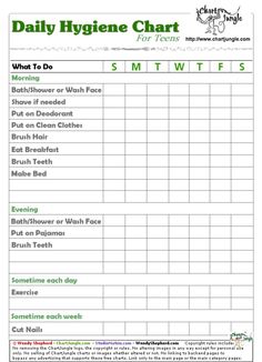 printable worksheets for personal hygiene personal personal hygiene chart for adults