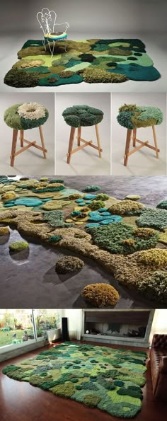 Pastizales di Alexandra Kehayoglou - Tappeti di design che diventano vere sculture in lana con effetto 3D e rinnovano l’idea del classico tappeto grazie a originali pattern che imitano il terreno e i paesaggi della natura Tapis Diy, Moss Rug, Astuces Diy, Tapis Design, Rugs On Carpet, Carpets, Rug Making