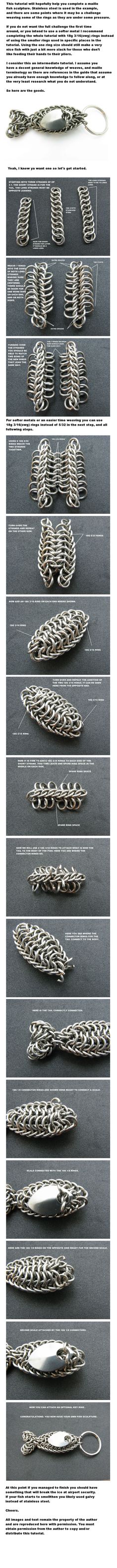 Inverted Round aluminum weave chainmail keychain