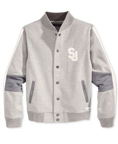Sean John Mens Color Texture Blocked Bomber