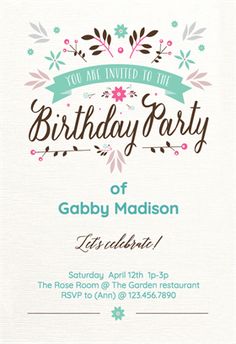 flat floral printable invitation template customize add text and photos print download send online or order printed - Free Printable Invitation Templates flat floral printable invitation template customize add text and photos print download send online or order printed - Free Printable Invitation Templates