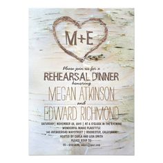 Birch Tree Heart Rustic Rehearsal Dinner Invites Birch Tree Heart Rustic Rehearsal Dinner Invites