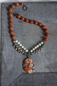 for men or women Carved Bone tube beads hand painted with small Picasso beads /& Sliver spacers. Southwest Ethnic Necklace Hand crafted