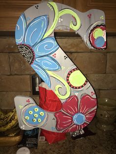 large door hanger letters with bows or by onthebrightsideart 44 00 letter door hanger