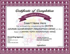 microsoft word certificate of completion template