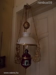 Majolika lógós petróleum lámpa hibátlan állapotban bronze lampe antik