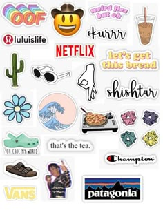 Trendy teen stickers trendy sticker packs basic white teen trendy cute aesthetic teen okurr weird flex but ok howdy oof lulu lemon patagonia vans shister sister netflix clout gang the great wave cactus iced coffee that's the tea champion scrunchies pizza record player sticker pack overlays edits hydroflask stickers laptop stickers phone case stickers Printable Stickers, Prints