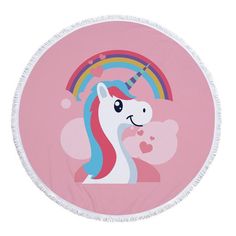 South Beach Unicorn Large Round Beach Towel Cotton Lightweight Holiday Blanket