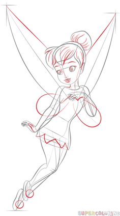 how to draw tinkerbell step by step drawing tutorials for kids and beginners