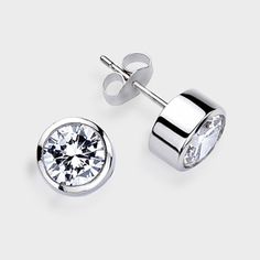 241 Best Cz Earrings Images On Pinterest Cubic Zirconia 1 0 Ct Each Round Bezel 14k Stud Earring High Quality Cubic Zirconia Earrings