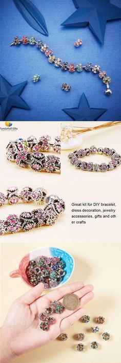 Job Lot of 10 Heart Shaped Charm Beads for Bracelets crafting Mixed Colours