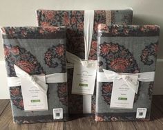 NIP 3P Pottery Barn Gray CERA TRELLIS Duvet Cover STANDARD Shams FULL//QUEEN