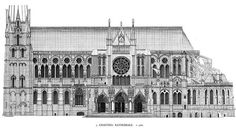 009 Dibujo de la fachada y planta de La catedral de Chartres 009 Dibujo de la fachada y planta de La catedral de Chartres