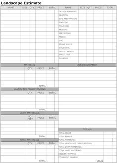 printable landscape bid templates template for landscape website design invoice example