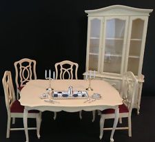 Vintage Barbie Doll Sindy Furniture Dining Room Set China Cabinet Vintage Barbie Doll Sindy Furniture Dining Room Set China Cabinet Table 4 Chairs Toys Dolls