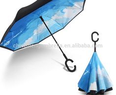 Inverted Umbrella with Cool Rainbow Letter N Print Car Reverse Folding Umbrella Windproof UV Protection with C-Shaped Handle