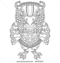 Coloring Book For Adults And Children Black White Illustration Raster Version
