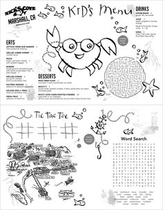 kids menu templates