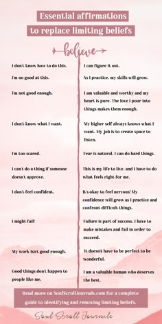 Limiting Beliefs (Guide + Worksheet + 101 Examples) – whatever your ...