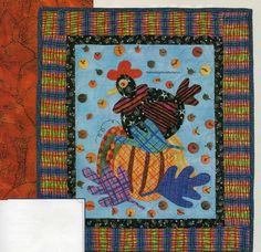 CHICKIE CHICKEN FOLK ART CHICKENS ON NAVY 100/% COTTON PATCHWORK QUILT FABRIC