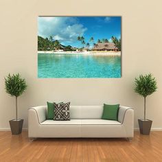 View Of Canvas Wall Art Print Coastal Home Decor Bora Bora French Polynesia