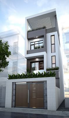 Cat Luar Rumah Warna Kelabu Dan Putih Nampak Serasi Home Design In Street S House Mr Hien