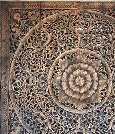 40 x 40 cm Vintage Blumen Ornament Shabby Chic Mandala Relief Deko Brownwash ca