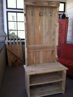 Entry Bench And Coat Rack Built From Pallets Entry Bench And Coat Rack Built From Pallets