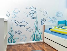 FANTASIEN Kinderzimmer Meer Welt Zimmerdeko Wandsticker Wandtattoo