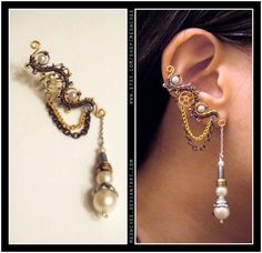 302 Best Ear Cuffed Earrings Images Smycken Öronlar Piercingar Steampunk Pearl Ear Cuff