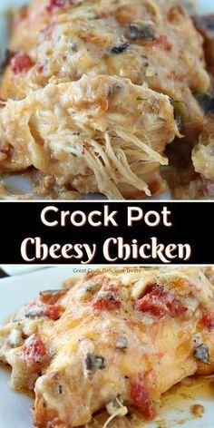 This crock pot cheesy chicken recipe is delicious chicken breasts covered with c... #breasts #cheesy #chicken #covered #crock #delicious #Easycrockpotrecipes #Pot #recipe