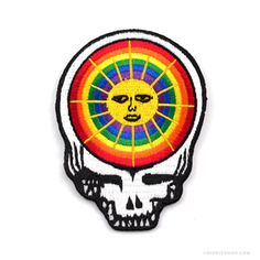 GRATEFUL DEAD EMBROIDERED PATCH GOLD METALLIC THREAD LOGO 5/" X 2/"