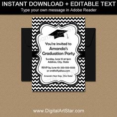 graduation invitation instant download printable graduation party download graduation invitation template
