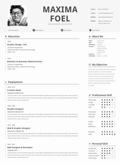 single page resume template freebie