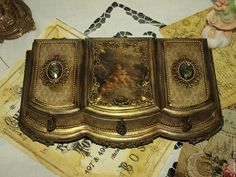 Ангелы в нашей жизни. Шкатулка для украшений. Антикварная шкатулка. Шкатулка - триптих. Современный антиквариат. Антикварная вещь. Шкатулка золотой ангел. Ирина Иванова. Ярмарка Мастеров.