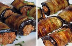 Roulades D Aubergines Farcie A La Viande Et Feta Recette Aubergines Farcies Recettes De Cuisine Aubergine