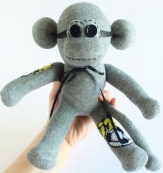 Sock Monkey-Mini-Handmade-Soccer-Goal-Themed-Monkey-Plush-Pocket Size-Handheld