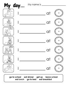 Fichas imprimibles para trabajar vocabulario en inglés. Printable vocabulary worksheets. Teaching, Daily 5, Organisation, Daily Routine Worksheet, Teaching Time