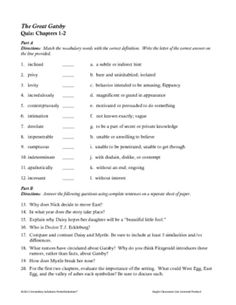 great gatsby vocabulary Literature is an endless source of material for vocabulary study, so why not use the titles youre already teaching to introduce your students to hundreds. great gatsby vocabulary Literature is an endless source of material for vocabulary study, so why not use the titles youre already teaching to introduce your students to hundreds.