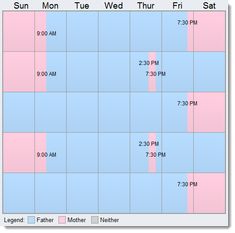 sample child custody schedules for a shared parenting plan child custody chart