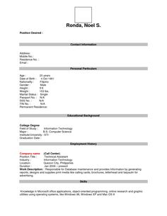 resume fill out form