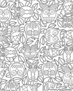 Owl Pattern Adult Coloring Book Page Owls Hearts Crafts