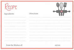 recipe cards recipe books stationary