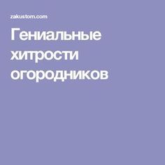 Гениальные хитрости огородников